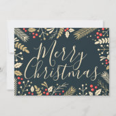 Frohe Weihnachten Holly & Berries Mitteilungskarte (Vorderseite)
