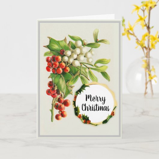 Frohe Weihnachten Holly Berries Vintag Karte (Gelbe Blume)