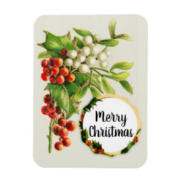 Frohe Weihnachten Holly Berries Vintages Geschenkm Magnet