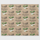 Frohe Weihnachten Holly Berries Winter Kraft Brown Geschenkpapier (Flach)