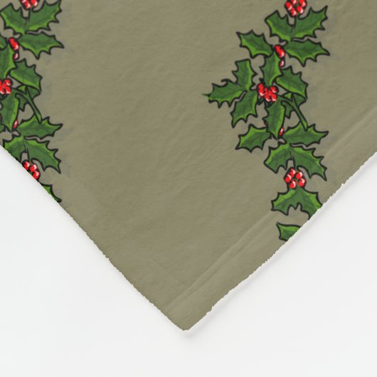 Frohe Weihnachten, Holly Berry Branches - Personal Fleecedecke (Ecke)