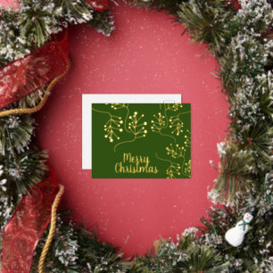 Frohe Weihnachten Holly Berry Gold geprägt Grün Folien Feiertagspostkarte