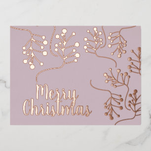Frohe Weihnachten Holly Berry Goldgeprägter Teint Folien Feiertagspostkarte