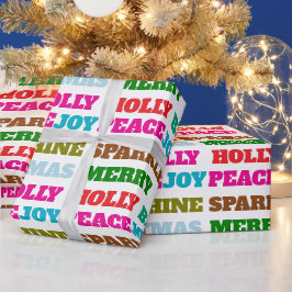Frohe Weihnachten Holly Berry Jolly Peace Liebe Jo Geschenkpapier