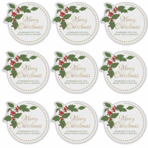 Frohe Weihnachten Holly & Berry Label Food Geschen