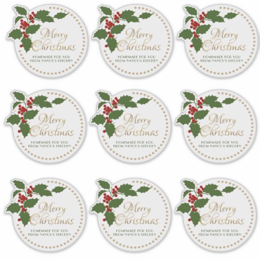 Frohe Weihnachten Holly & Berry Label Food Geschen (Vorderseite)