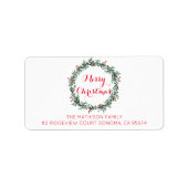 Frohe Weihnachten Holly Berry Wreath Rücksendeadre Adressaufkleber (Vorne)