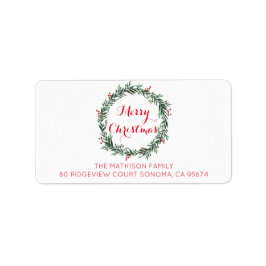 Frohe Weihnachten Holly Berry Wreath Rücksendeadre Adressaufkleber