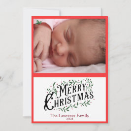 Frohe Weihnachten Holly Blätter und Berries Foto