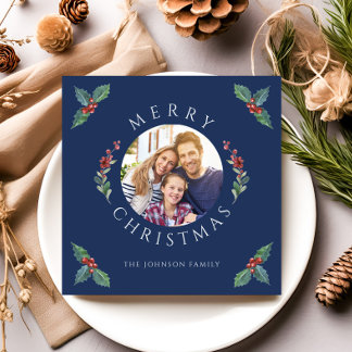 Frohe Weihnachten Holly Botanisches Foto