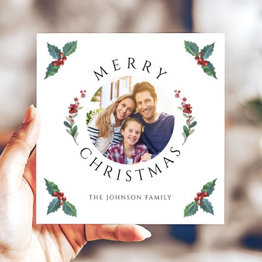 Frohe Weihnachten Holly Botanisches Foto