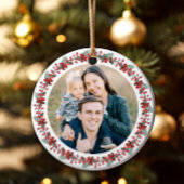 Frohe Weihnachten Holly Botanisches Foto Keramik Ornament