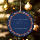 Frohe Weihnachten Holly Botanisches Foto Keramik Ornament