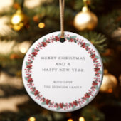 Frohe Weihnachten Holly Botanisches Foto Keramik Ornament