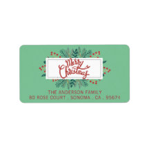 Frohe Weihnachten Holly Boughs Green Rücksendeadre