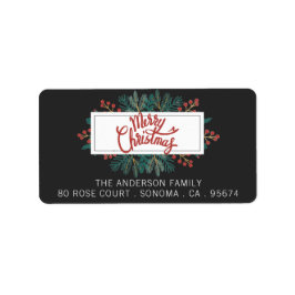 Frohe Weihnachten Holly Boughs Rücksendeadresse Adressaufkleber