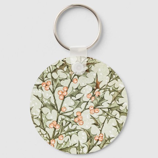 Frohe Weihnachten Holly Classic Vintag Holiday Schlüsselanhänger (Vorderseite)