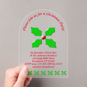 Frohe Weihnachten Holly Custom Acryleinladungen
