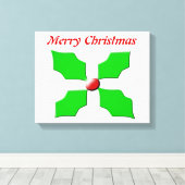 Frohe Weihnachten Holly Custom Canvas Print Leinwanddruck (Insitu (Holzboden))