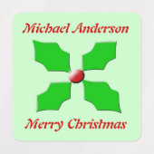 Frohe Weihnachten Holly Custom Etiketten (Design 2)