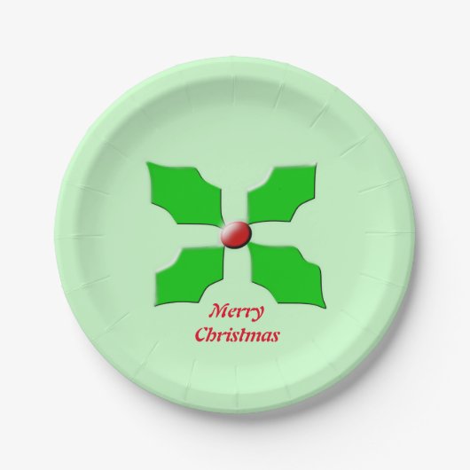 Frohe Weihnachten Holly Custom Paper Party Teller (Vorderseite)