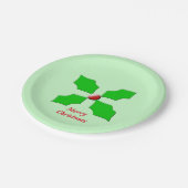 Frohe Weihnachten Holly Custom Paper Party Teller (Schrägansicht)