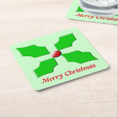 Frohe Weihnachten Holly Custom Paper Untersetzer (angewinkelt)