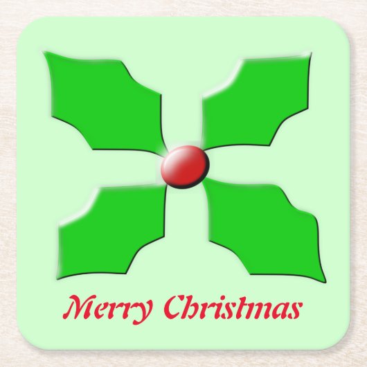 Frohe Weihnachten Holly Custom Paper Untersetzer (Vorderseite)