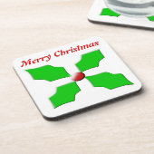 Frohe Weihnachten Holly Customizable Cork Unterset Untersetzer (Linke Seite)
