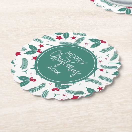 Frohe Weihnachten Holly & Deers Pattern Untersetzer (angewinkelt)