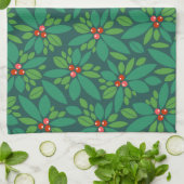Frohe Weihnachten Holly Floral Pattern Geschirrtuch (Gefaltet)