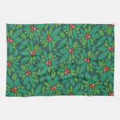 Frohe Weihnachten Holly Floral Pattern Geschirrtuch (Horizontal)