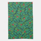 Frohe Weihnachten Holly Floral Pattern Geschirrtuch (Vertikal)