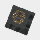 Frohe Weihnachten Holly Floral Wreath Servietten Mit Folie (Links)