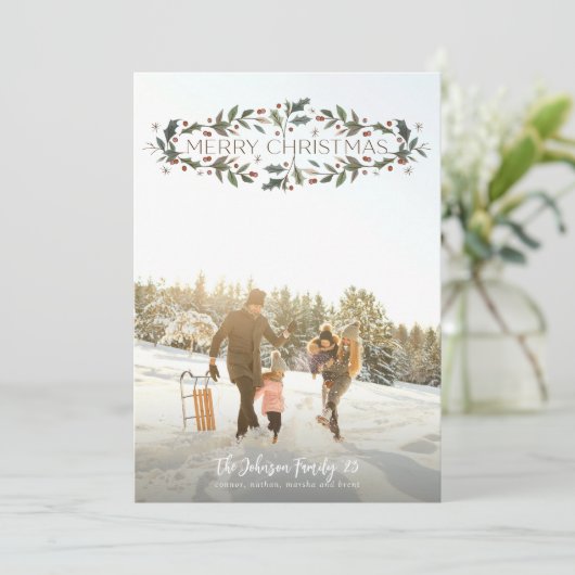 Frohe Weihnachten Holly Foto (Stehend Vorderseite)