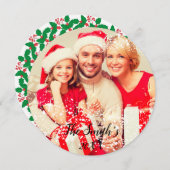 Frohe Weihnachten Holly Foto Card II (Vorne/Hinten)