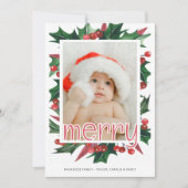 Frohe Weihnachten Holly Foto Personalisiert (Vorderseite)