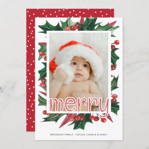 Frohe Weihnachten Holly Foto Personalisiert