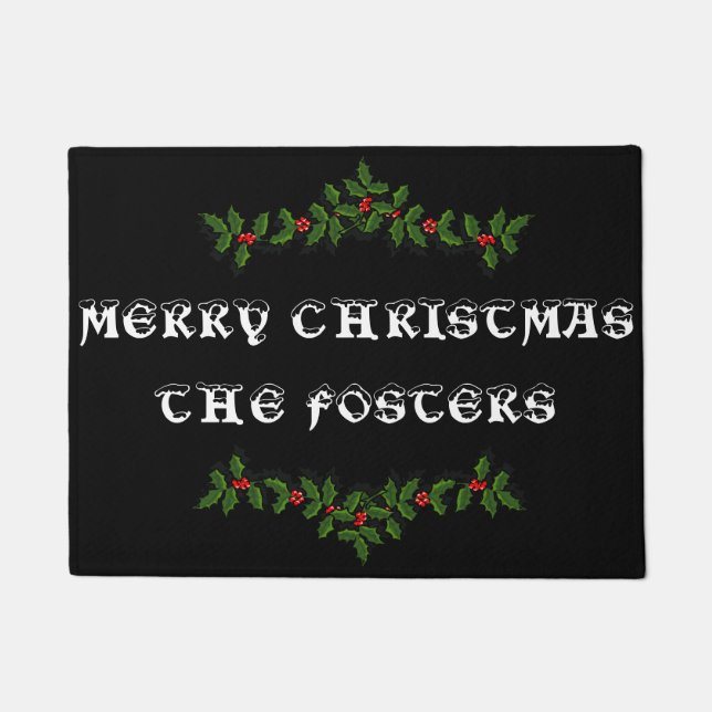 Frohe Weihnachten Holly Fußmatte (Vorderseite)