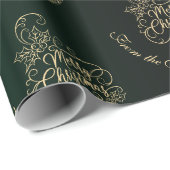 Frohe Weihnachten Holly Green Grußurlaub Geschenkpapier (Rolleneckpunkt)