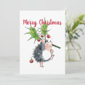 Frohe Weihnachten Holly Igel (Stehend Vorderseite)