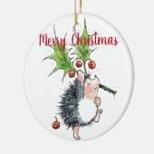 Frohe Weihnachten Holly Igel Personalisiert Keramik Ornament (Links)
