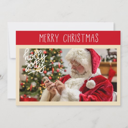 Frohe Weihnachten | Holly Jolly Santa Foto Card (Vorderseite)