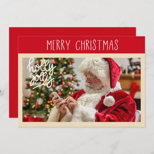 Frohe Weihnachten | Holly Jolly Santa Foto Card (Vorne/Hinten)