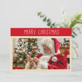Frohe Weihnachten | Holly Jolly Santa Foto Card (Stehend Vorderseite)