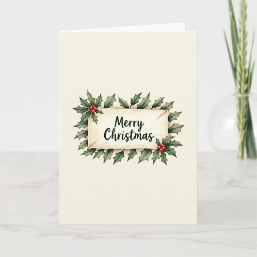 Frohe Weihnachten Holly Karte (Vorderseite)