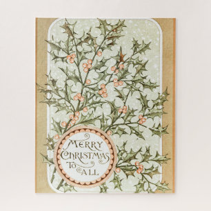 Frohe Weihnachten Holly Klassiker Vintage-Feiertag Puzzle