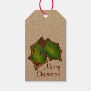 Frohe Weihnachten Holly Leaf Blätter Holiday Cooki Geschenkanhänger