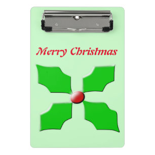Frohe Weihnachten Holly Personalisiert Mini Clipbo Klemmbrett