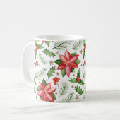 Frohe Weihnachten Holly Poinsettia Blume Holiday Kaffeetasse (Vorderseite Links)
